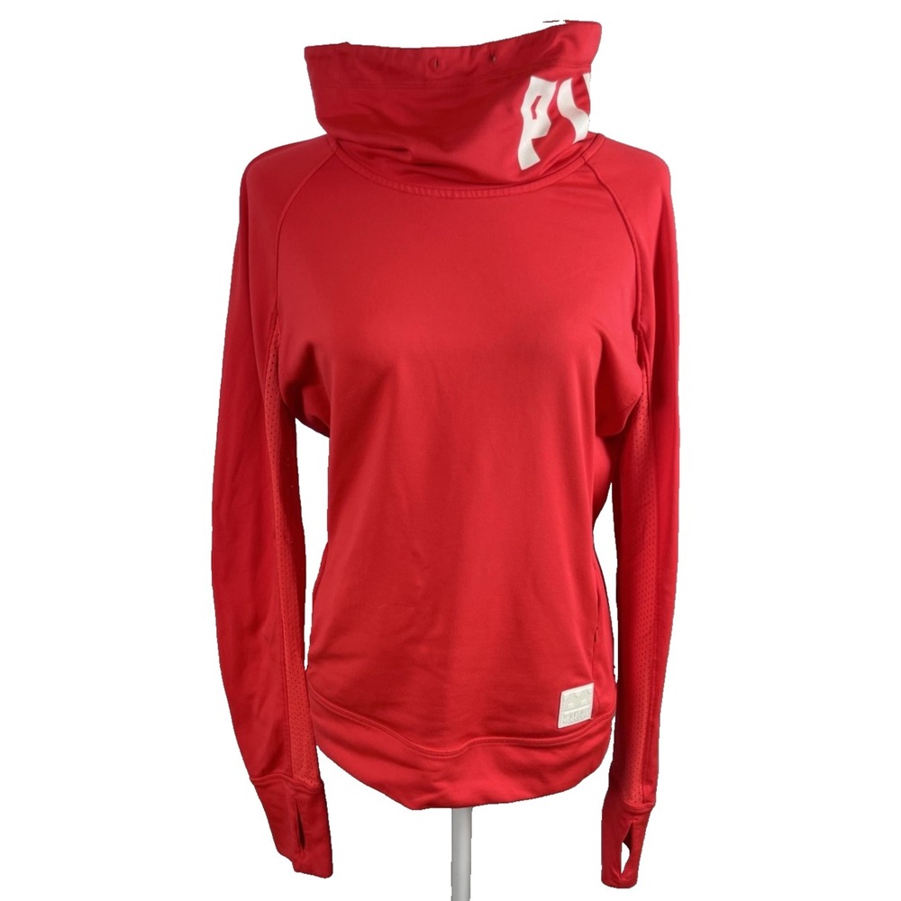Victorias Secret Pink Women's M Logo Ultimate mockneck Pullover red Yoga Dri Fit